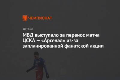 МВД выступало за перенос матча ЦСКА — «Арсенал» из-за запланированной фанатской акции