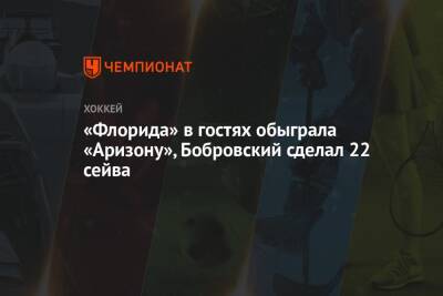 «Флорида» в гостях обыграла «Аризону», Бобровский сделал 22 сейва