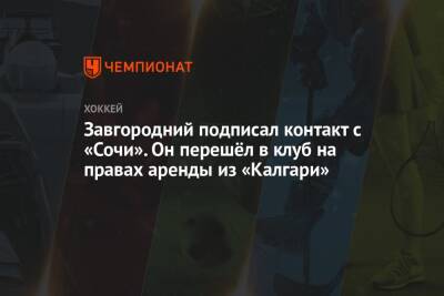 Завгородний подписал контакт с «Сочи». Он перешёл в клуб на правах аренды из «Калгари»