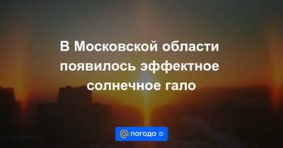 В Московской области появилось эффектное солнечное гало