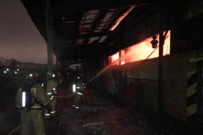 В Ростове к тушению лакокрасочного склада привлекли пожарный поезд