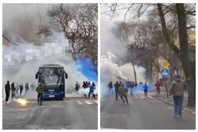 Автобус забросали камнями и дымовыми шашками в центре Одессы: кадры атаки