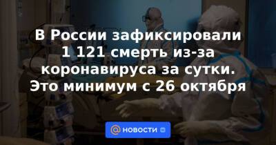 В России зафиксировали 1 121 смерть из-за коронавируса за сутки. Это минимум с 26 октября