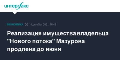 Реализация имущества владельца "Нового потока" Мазурова продлена до июня