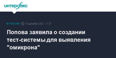 Попова заявила о создании тест-системы для выявления "омикрона"