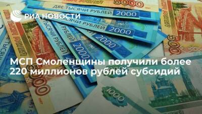 МСП Смоленщины получили более 220 миллионов рублей субсидий