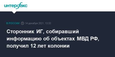 Сторонник ИГ, собиравший информацию об объектах МВД РФ, получил 12 лет колонии