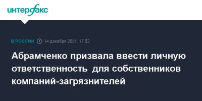 Абрамченко призвала ввести личную ответственность для собственников компаний-загрязнителей