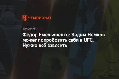 Фёдор Емельяненко: Вадим Немков может попробовать себя в UFC. Нужно всё взвесить