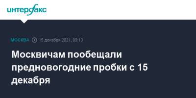 Москвичам пообещали предновогодние пробки с 15 декабря - interfax.ru - Москва - Москва
