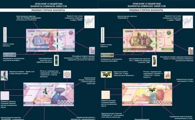 В Узбекистане с 22 декабря появятся новые банкноты в 50 тысяч сумов и 100 тысяч сумов