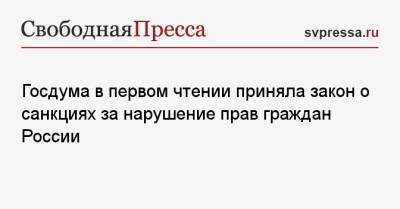 Госдума в первом чтении приняла закон о санкциях за нарушение прав граждан России