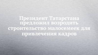 Президент Татарстана предложил возродить строительство малосемеек для привлечения кадров