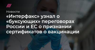 «Интерфакс» узнал о «буксующих» переговорах России и ЕС о признании сертификатов о вакцинации
