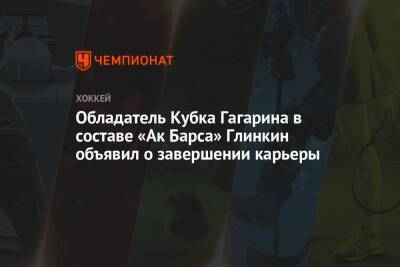 Обладатель Кубка Гагарина в составе «Ак Барса» Глинкин объявил о завершении карьеры
