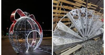 В Челябинске неизвестные сломали световые фигуры, установленные к Новому году