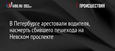 В Петербурге арестовали водителя, насмерть сбившего пешехода на Невском проспекте - ivbg.ru - Украина - Санкт-Петербург - Петербург