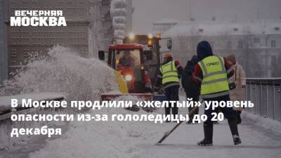 В Москве продлили «желтый» уровень опасности из-за гололедицы до 20 декабря