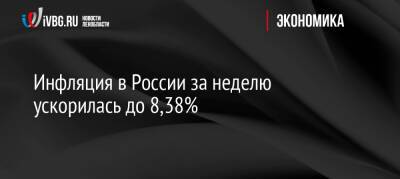 Инфляция в России за неделю ускорилась до 8,38%