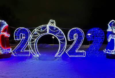 Тихвин украсили к Новому году: на Фестивальной площадке установили инсталляции