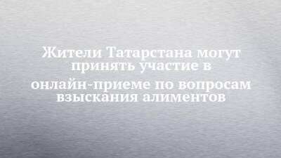 Жители Татарстана могут принять участие в онлайн-приеме по вопросам взыскания алиментов