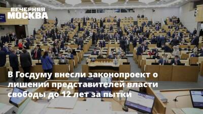 В Госдуму внесли законопроект о лишении представителей власти свободы до 12 лет за пытки