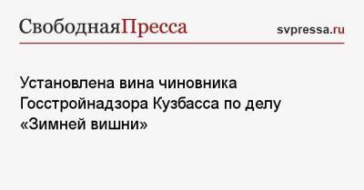 Установлена вина чиновника Госстройнадзора Кузбасса по делу «Зимней вишни»