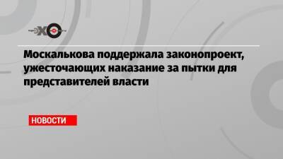 Москалькова поддержала законопроект, ужесточающих наказание за пытки для представителей власти