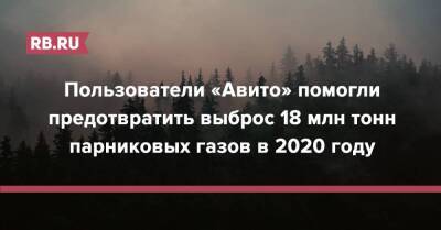 Пользователи «Авито» помогли предотвратить выброс 18 млн тонн парниковых газов в 2020 году - rb.ru