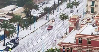 Снег выпал в египетской Александрии