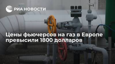 Цены фьючерсов на газ в Европе выросли на 5,5 процента, превысив 1800 долларов