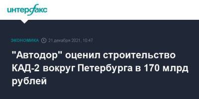 "Автодор" оценил строительство КАД-2 вокруг Петербурга в 170 млрд рублей