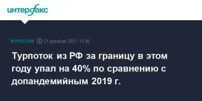 Турпоток из РФ за границу в этом году упал на 40% по сравнению с допандемийным 2019 г.