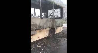 Рейсовый автобус сгорел дотла в Воронежской области