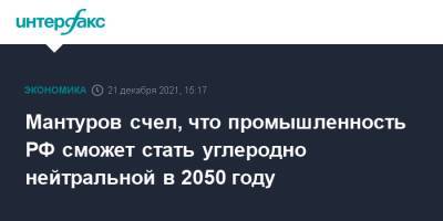 Мантуров счел, что промышленность РФ сможет стать углеродно нейтральной в 2050 году
