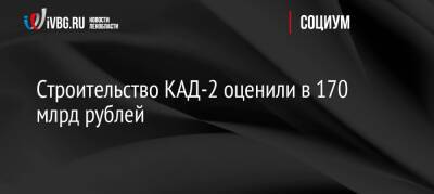 Строительство КАД-2 оценили в 170 млрд рублей