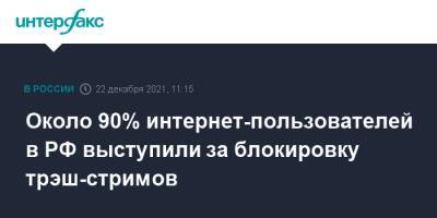 Около 90% интернет-пользователей в РФ выступили за блокировку трэш-стримов - interfax.ru - Москва - Россия