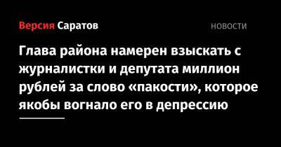 Глава района намерен взыскать с журналистки и депутата миллион рублей за слово «пакости», которое якобы вогнало его в депрессию