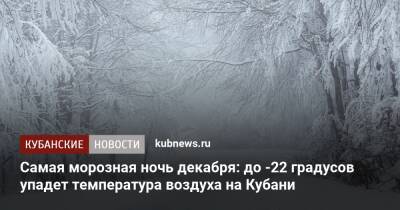 Самая морозная ночь декабря: до -22 градусов упадет температура воздуха на Кубани