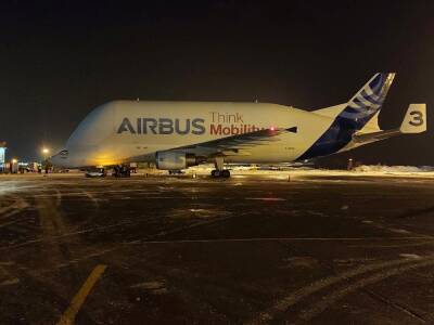 В новосибирский аэропорт прибыл редкий грузовой самолет Airbus Beluga