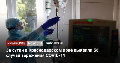 За сутки в Краснодарском крае выявили 581 случай заражения COVID-19