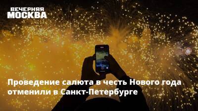 Проведение салюта в честь Нового года отменили в Санкт-Петербурге
