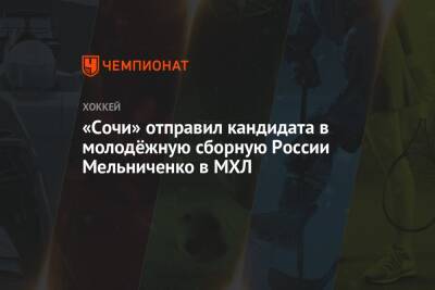 «Сочи» отправил кандидата в молодёжную сборную России Мельниченко в МХЛ