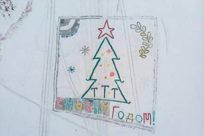 В Троицке студенты нарисовали новогоднюю открытку 120 метров в длину
