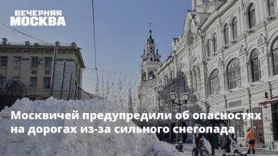 Москвичей предупредили об опасностях на дорогах из-за сильного снегопада