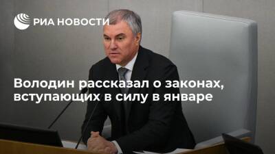 Спикер Госдумы Володин рассказал о законах, вступающих в силу в январе