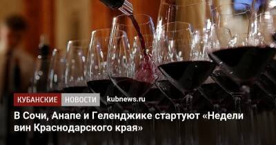 В Сочи, Анапе и Геленджике стартуют «Недели вин Краснодарского края»