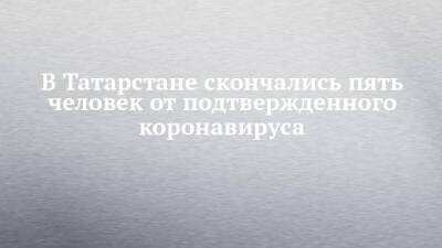 В Татарстане скончались пять человек от подтвержденного коронавируса