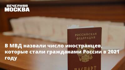 В МВД назвали число иностранцев, которые стали гражданами России в 2021 году