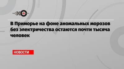 В Приморье на фоне аномальных морозов без электричества остаются почти тысяча человек